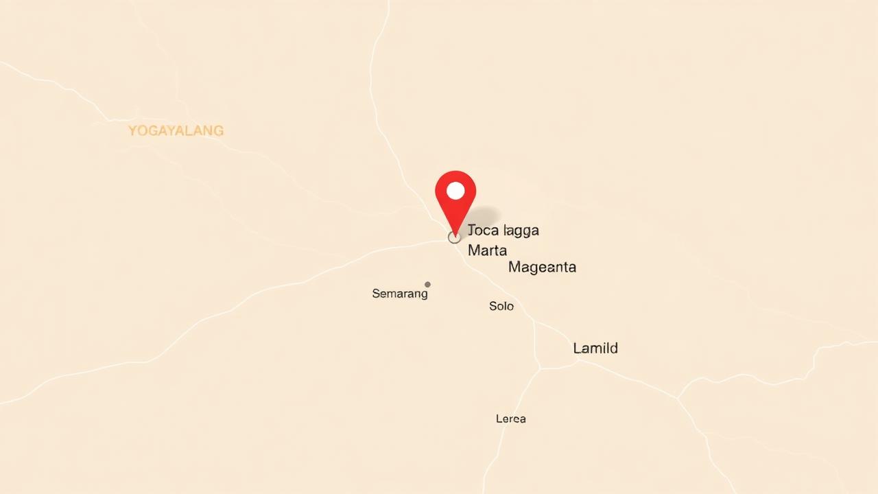Peta lokasi pabrik PT Coconut Shell Charcoal Indonesia di Magelang, Jawa Tengah